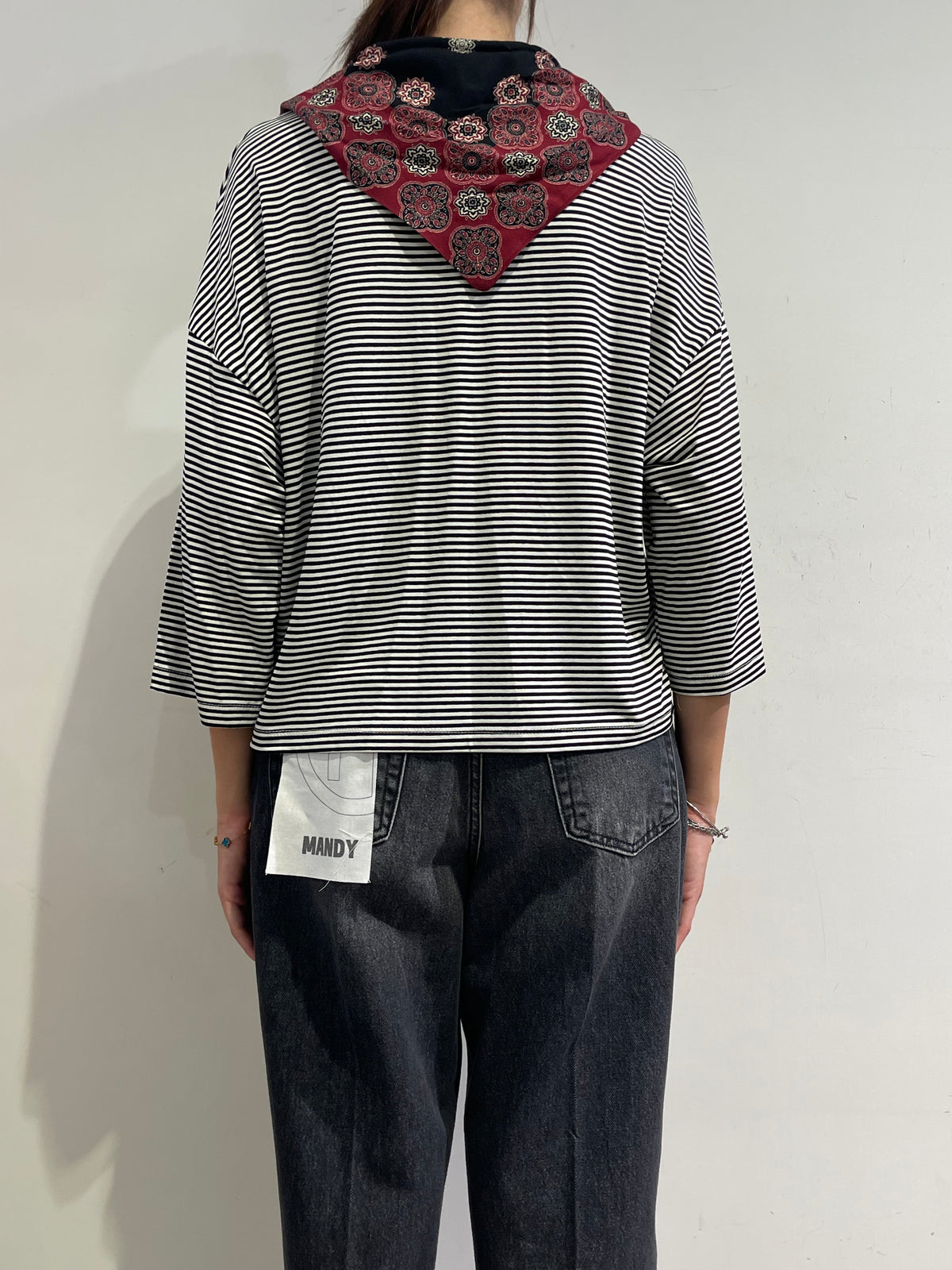 Dixie - T-shirt righe con piccolo foulard - riga nera