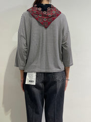 Dixie - T-shirt righe con piccolo foulard - riga nera