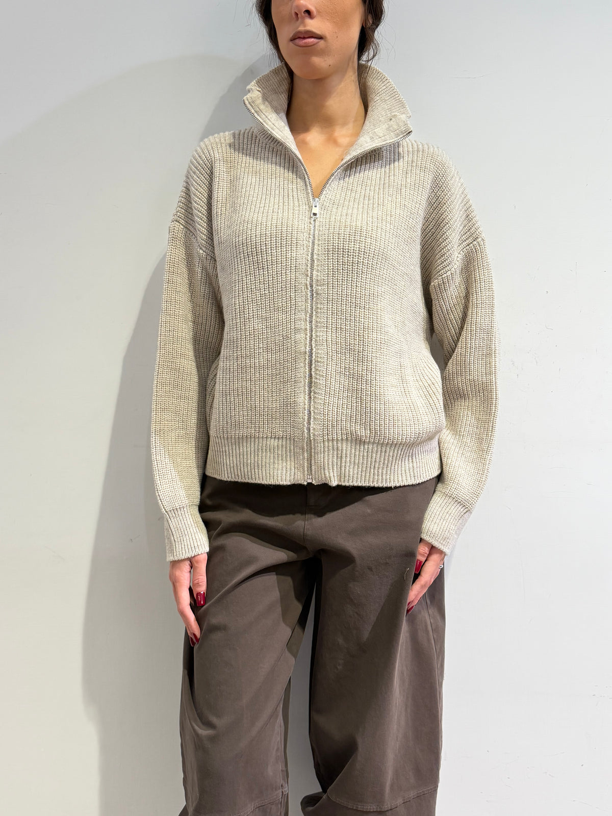 Vicolo - Cardigan con zip beige