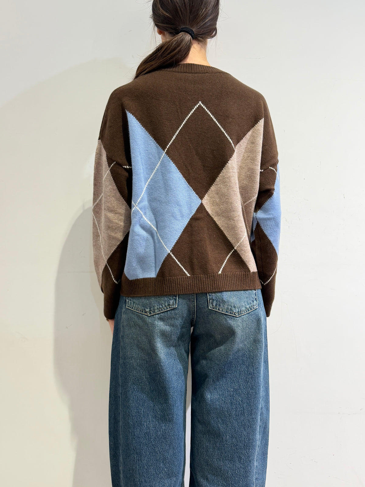 Vicolo - Cardigan rombi marrone