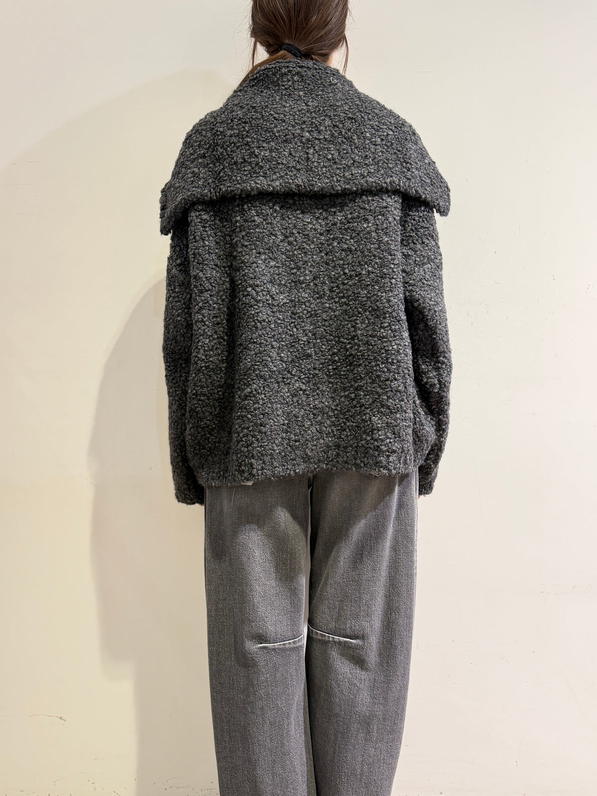 Kontatto - Giacca bouclé con zip antracite
