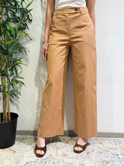 Tensione In - Pantalone wide leg tabacco