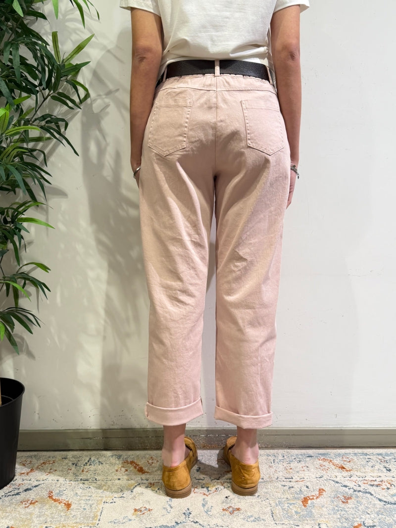 Le Streghe - Pantalone dritto con cintura rosa