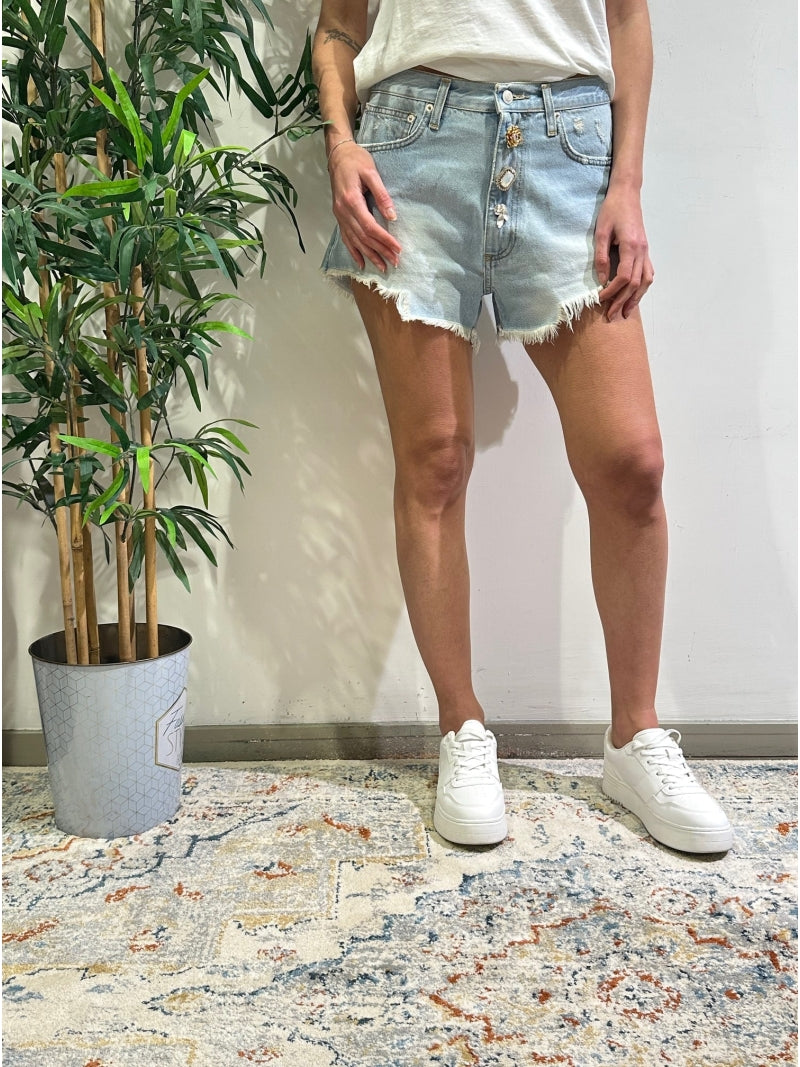 Vicolo - Shorts con bottoni gioiello Zac denim chiaro