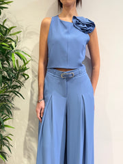 Imperial - Completo con top e pantalone palazzo azzurro