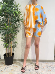 Haveone - Shorts doppia fantasia celeste e arancio