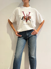 Vicolo - T-Shirt over stampa cavallo bianca