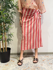 Tensione In - Gonna pareo righe fucsia e cipria