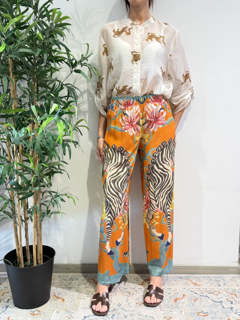 Haveone - Pantalone fantasia zebra arancione