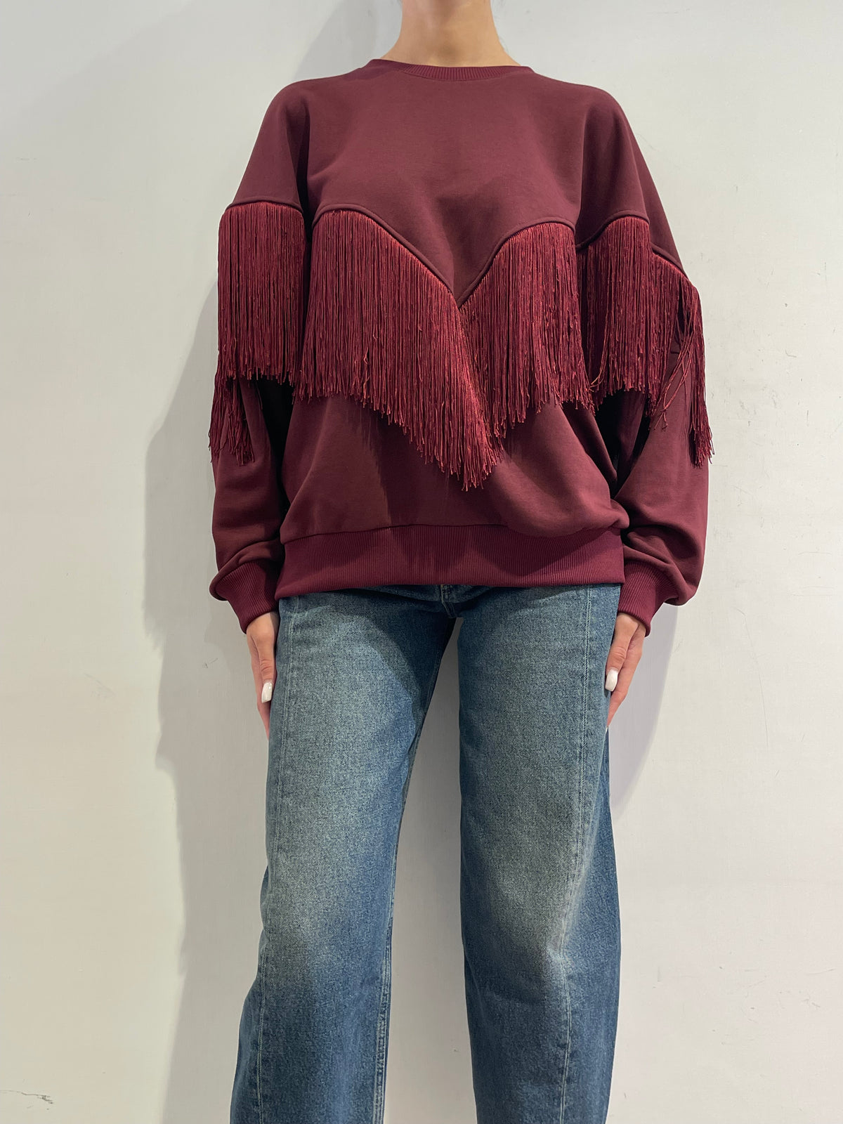 Dixie - Felpa con frange bordeaux