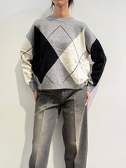 Vicolo - Maglia girocollo rombi grigio chiaro