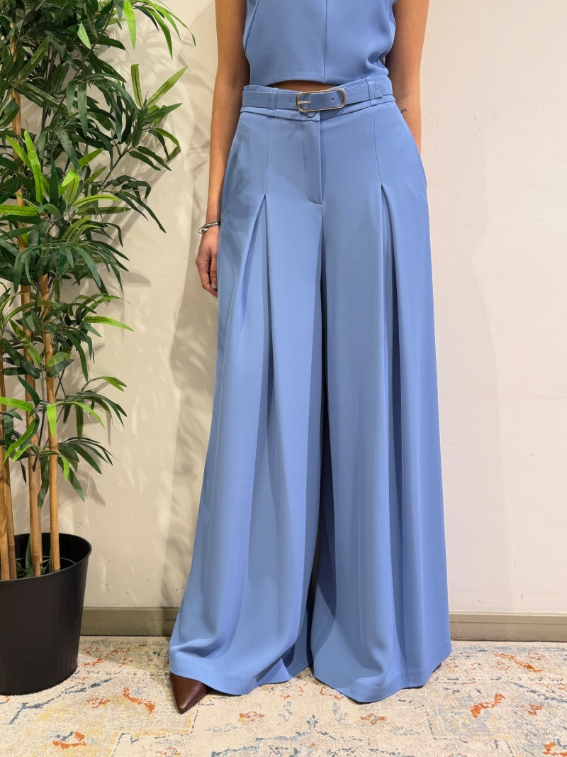 Imperial - Completo con top e pantalone palazzo azzurro