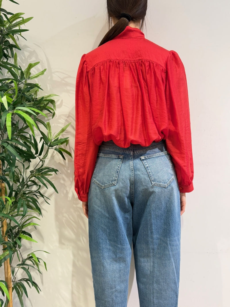 Vicolo - Blusa cropped con fiocco rossa