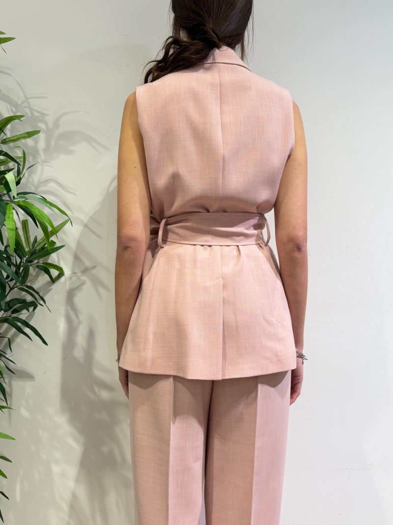 Imperial - Tailleur gilet con pantalone dritto rosa