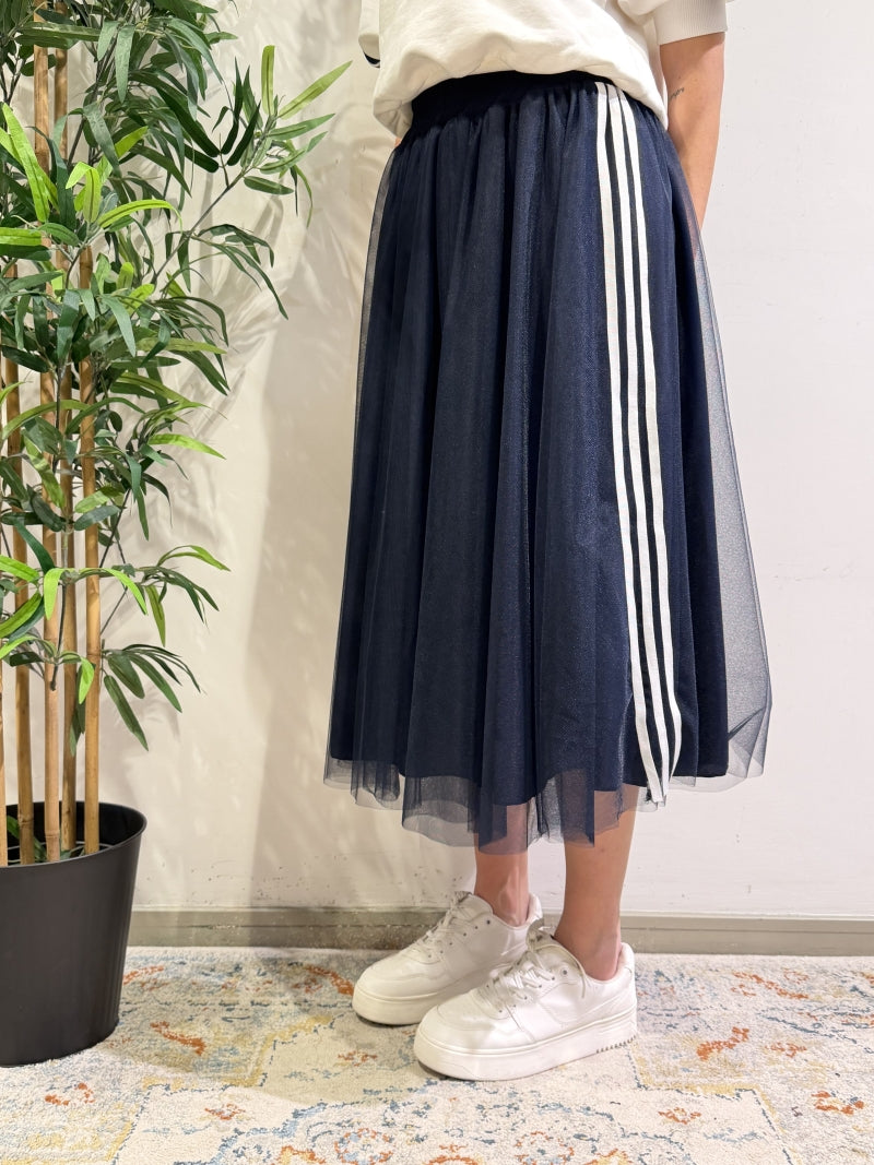 Motel - Gonna in tulle con bande laterali blu