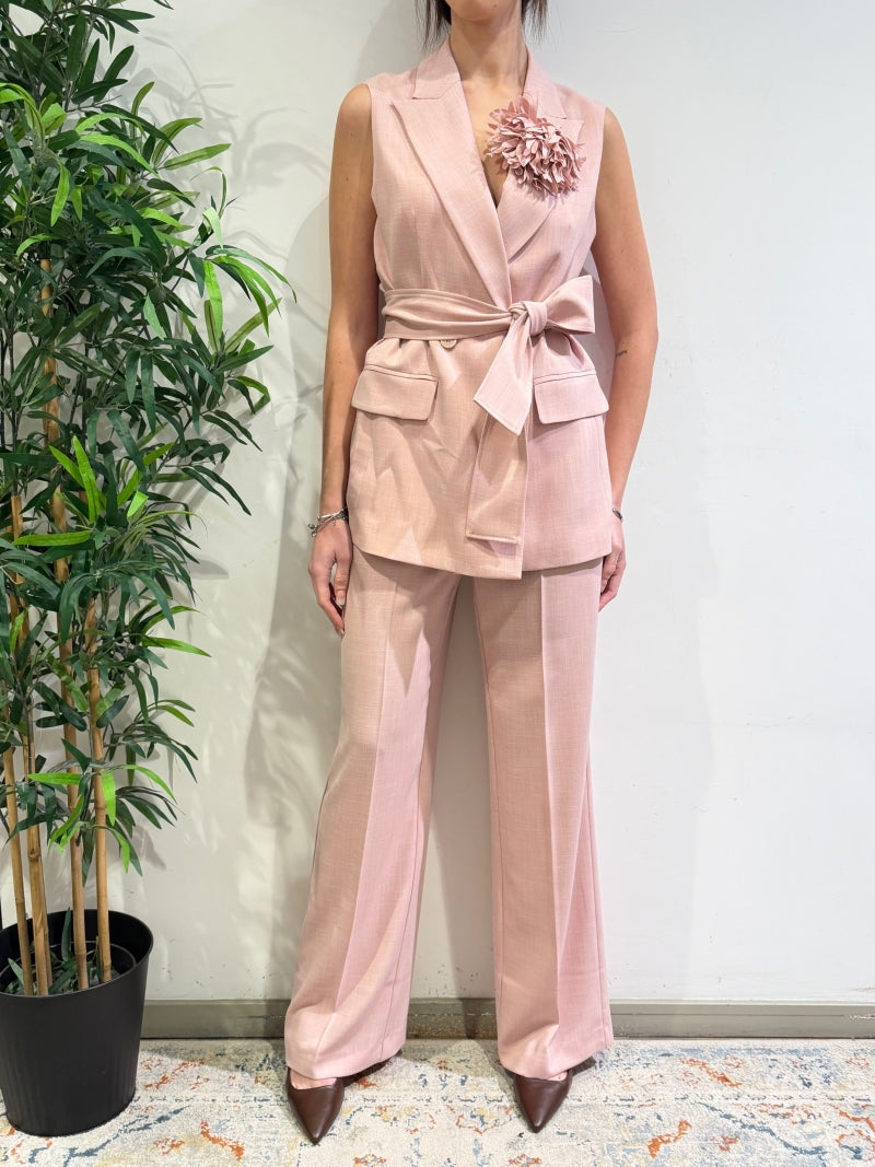 Imperial - Tailleur gilet con pantalone dritto rosa