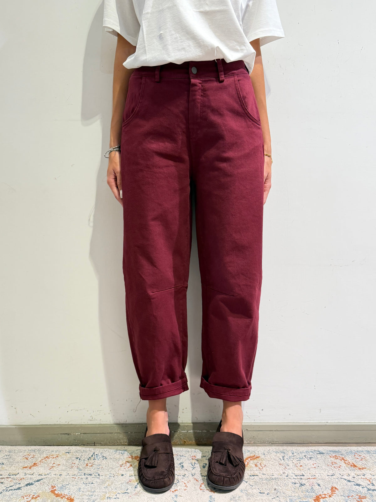 Motel - Pantalone barrel bordeaux