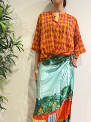 Tensione In - Camicia in mussola rombi arancione