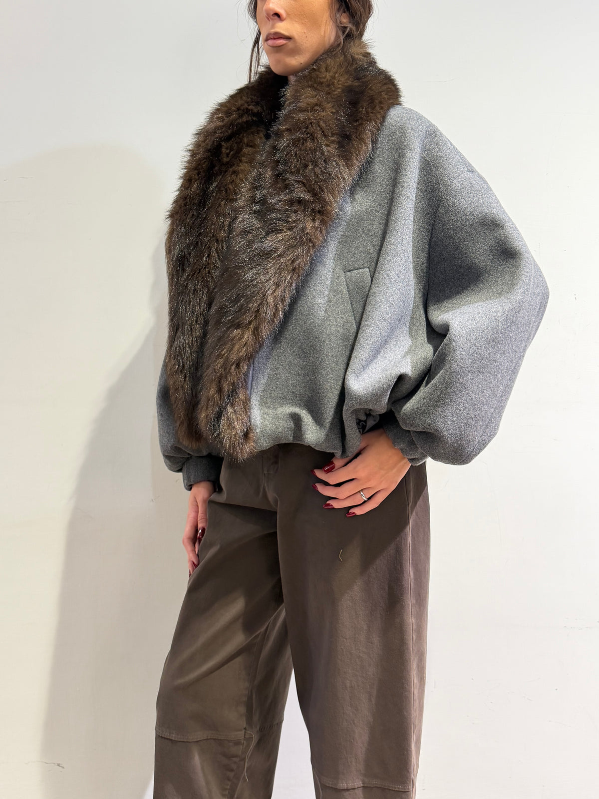 Le Streghe - Bomber in panno grigio