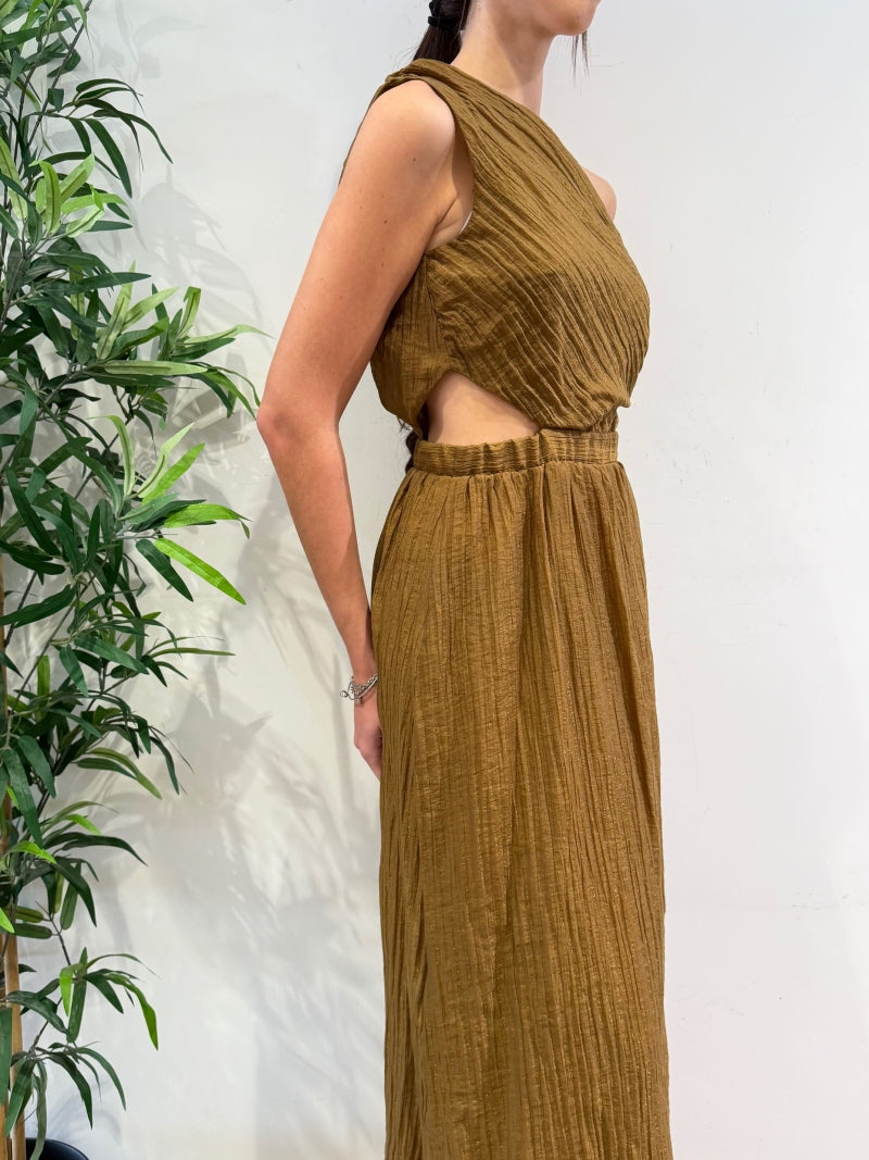 Imperial - Vestito monospalla goffrato oliva