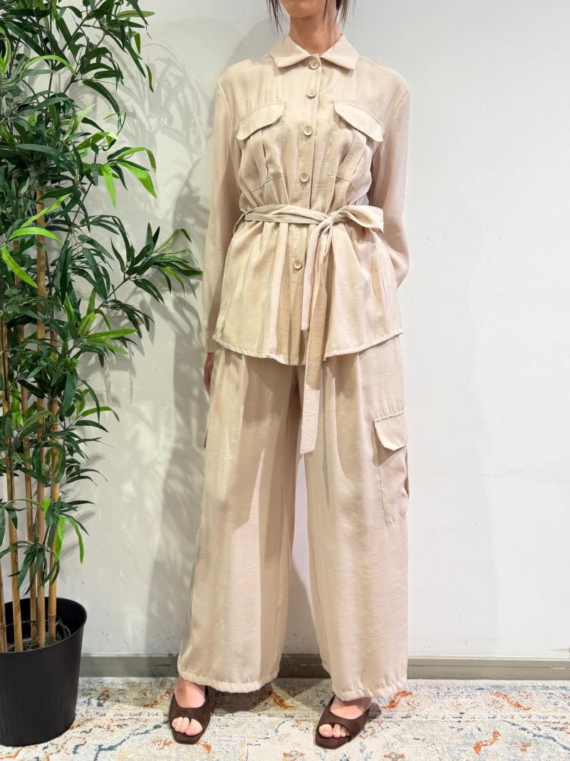 Motel - Completo camicia e pantalone cargo beige