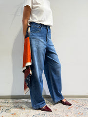 Tensione In - Jeans wide leg con foulard