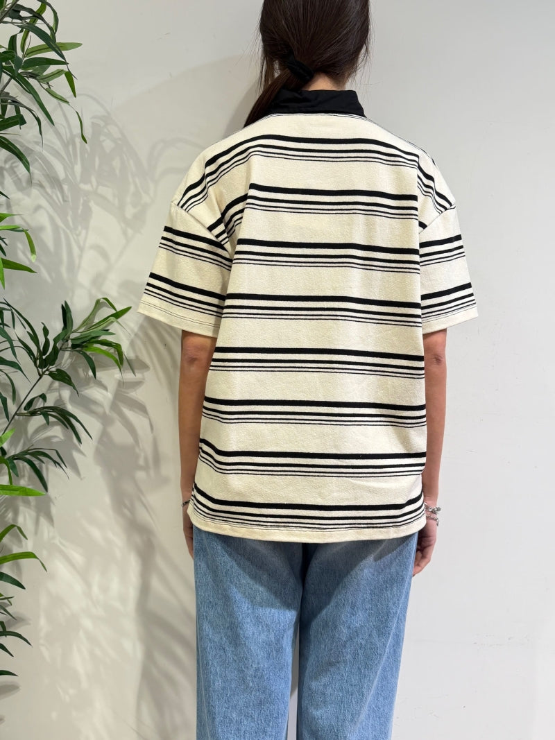 Vicolo - Polo over righe a contrasto panna