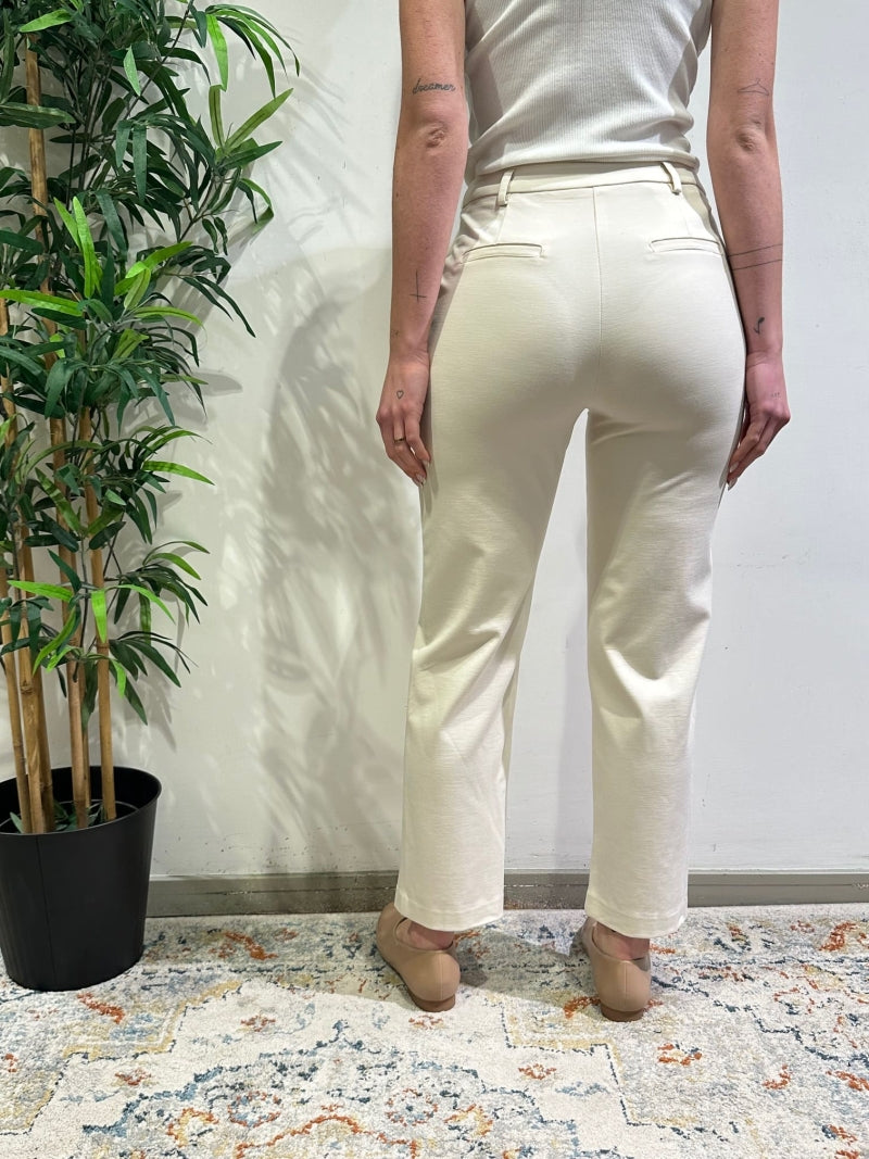 Tensione In - Pantalone punto milano slim fit panna
