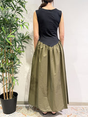 Motel - Vestito doppio tessuto nero e militare