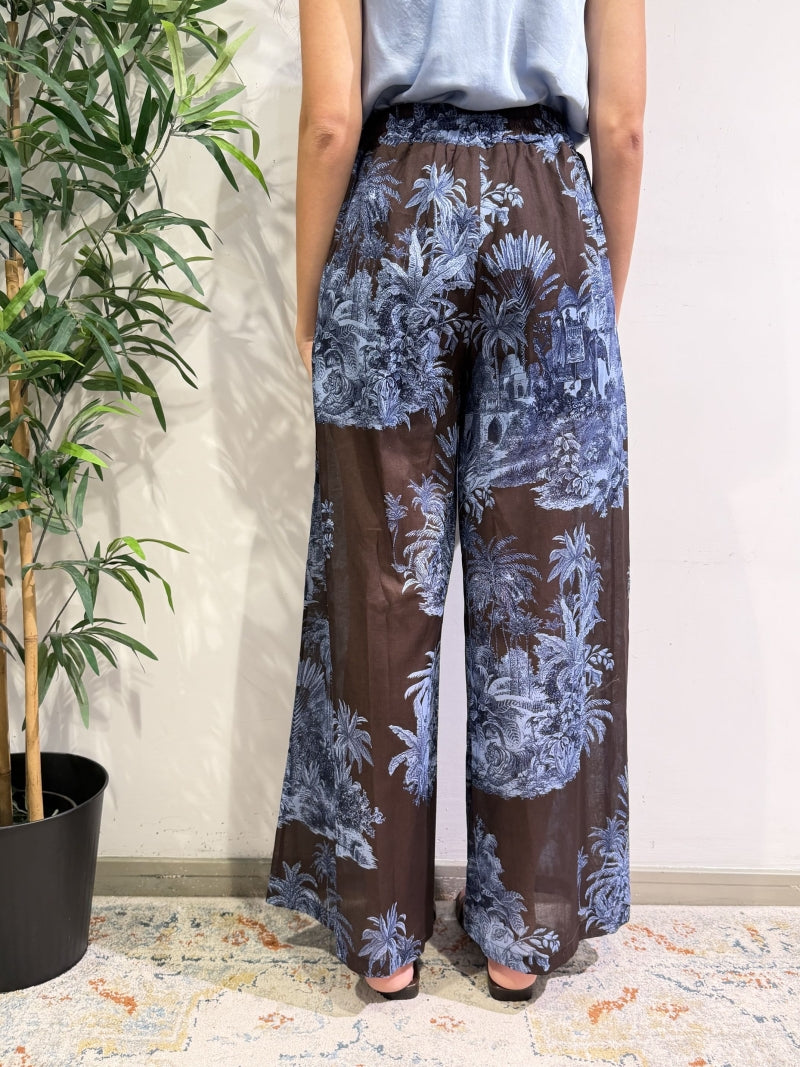 Motel - Pantalone fantasia palme moro
