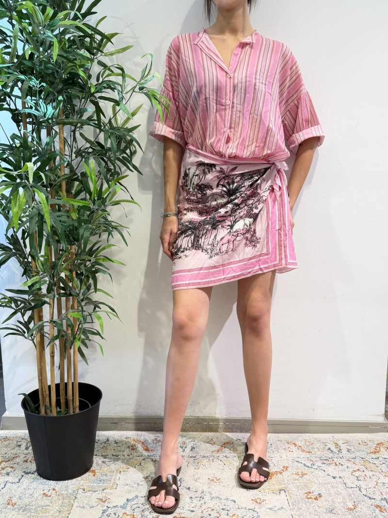Tensione In - Camicia in mussola righe rosa e bianca