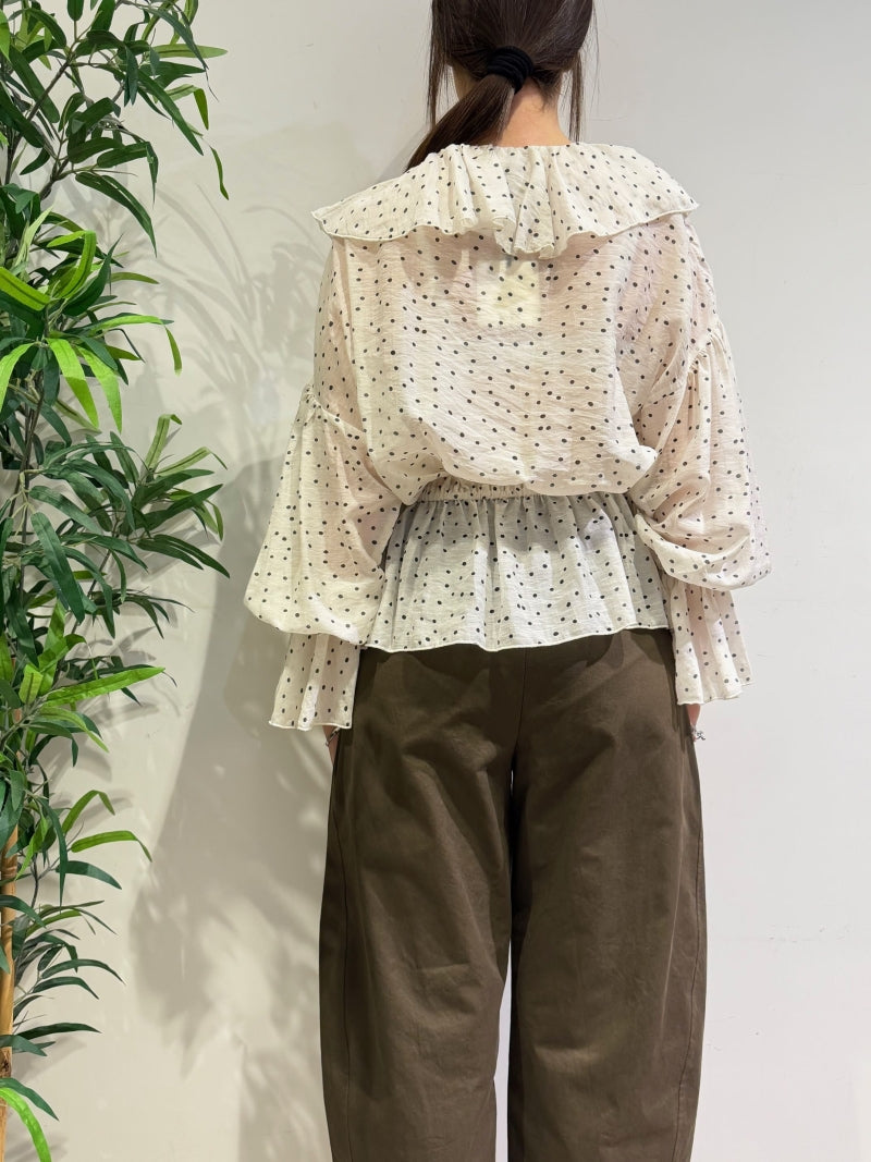 Vicolo - Camicia pois con volant panna