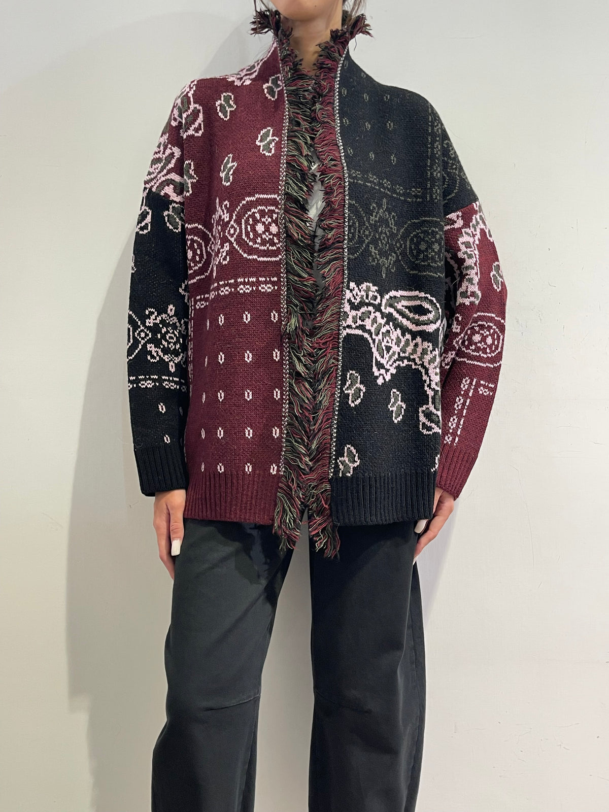Kontatto - Cardigan fantasia bandana nero