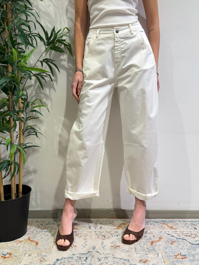 Motel - Pantalone barrel panna