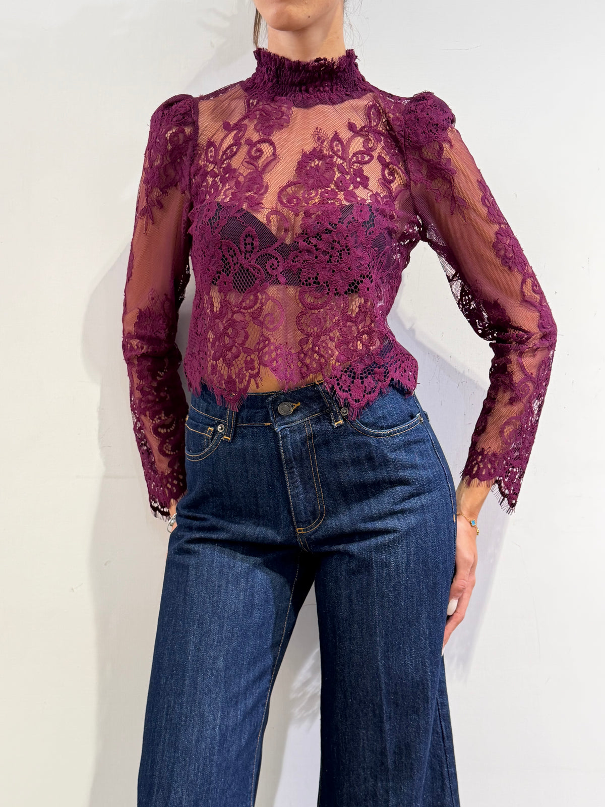 Motel - Blusa in pizzo magenta