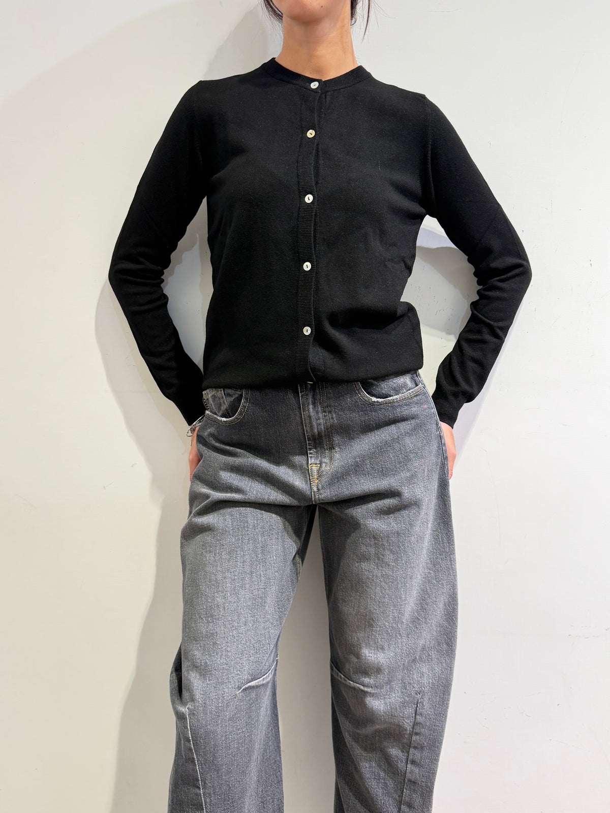 Haveone - Cardigan golfino nero