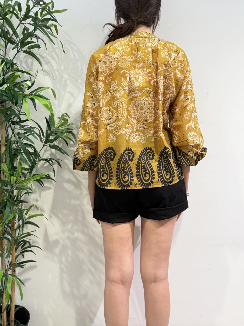 Vicolo - Camicia fantasia etnica senape