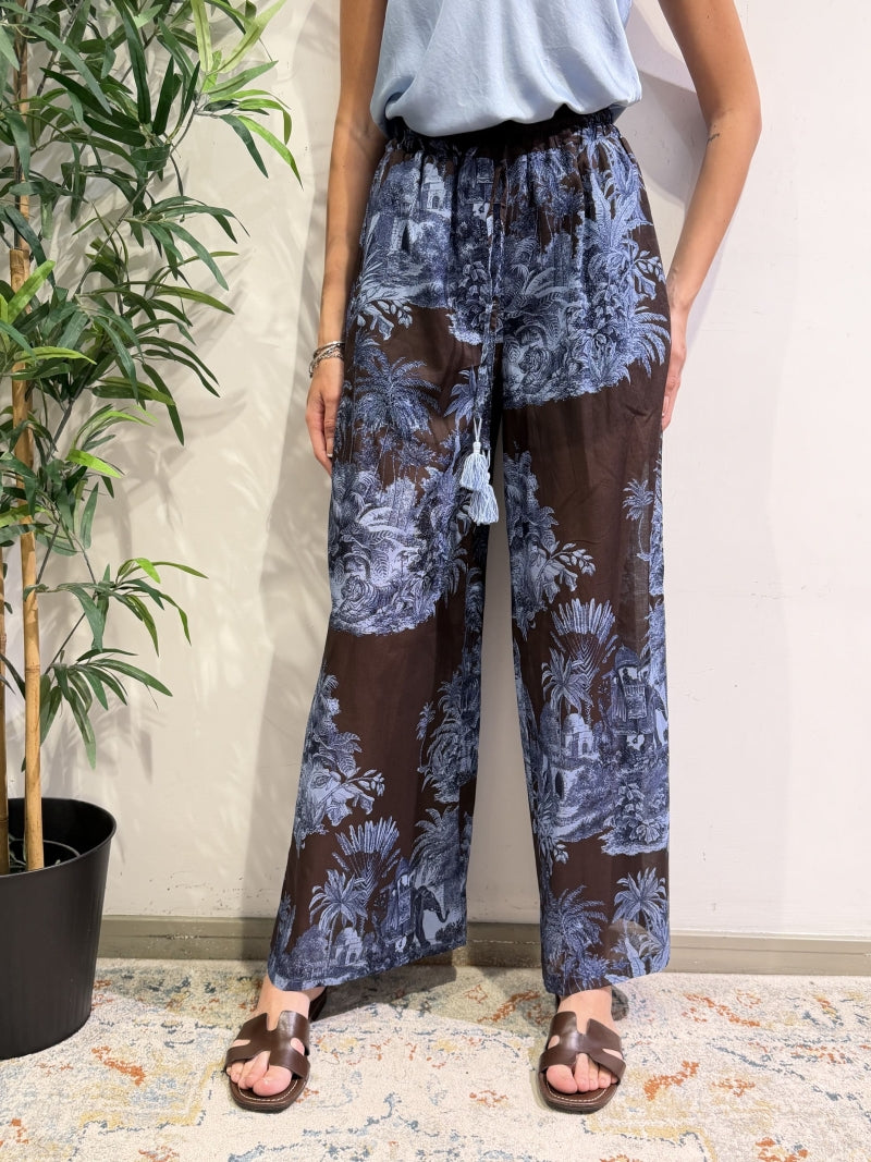 Motel - Pantalone fantasia palme moro