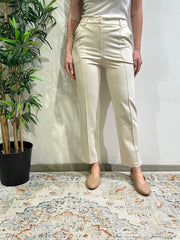 Tensione In - Pantalone punto milano slim fit panna