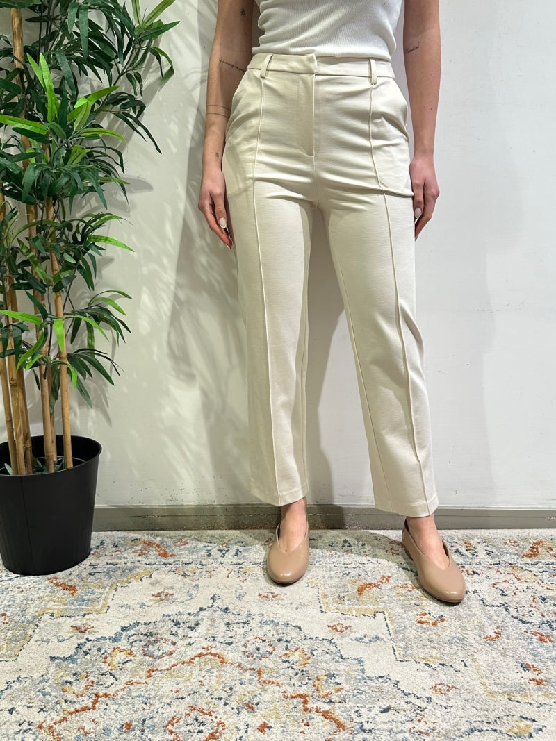 Tensione In - Pantalone punto milano slim fit panna