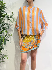 Haveone - Camicia in mussola righe arancio e celeste