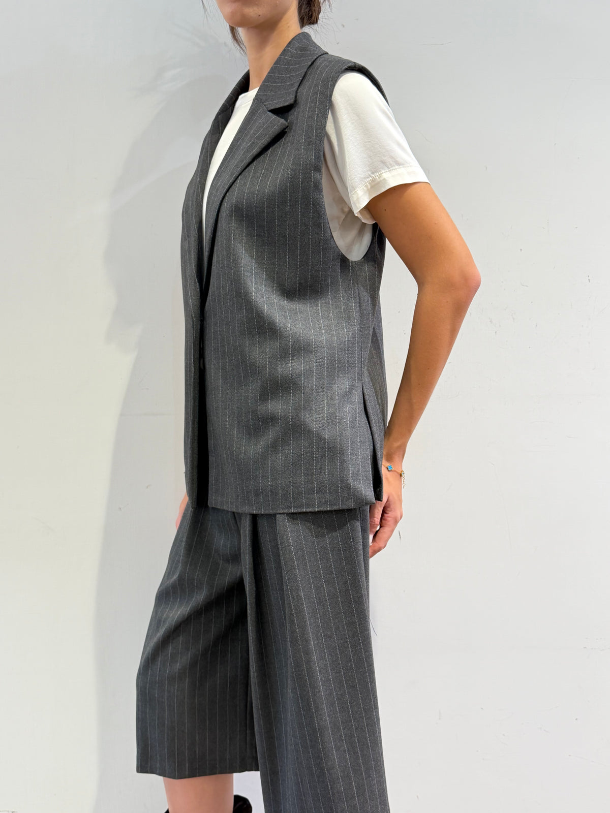 Tensione In - Gilet gessato grigio