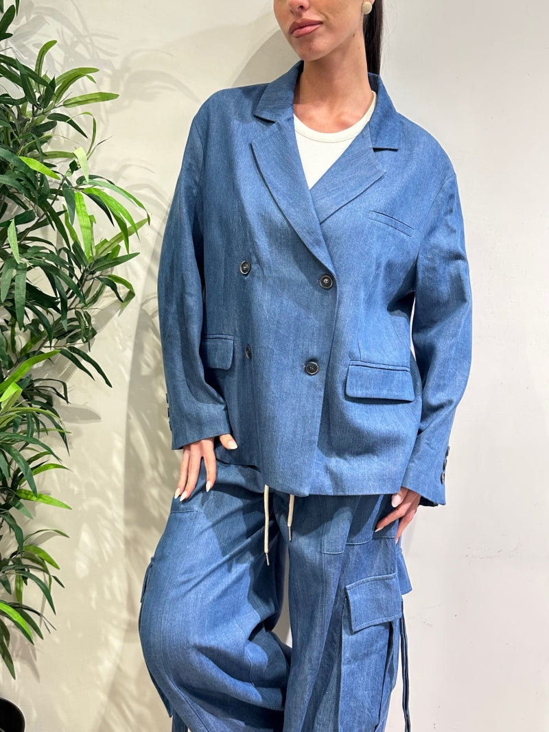 Tensione In - Giacca doppiopetto chambray denim