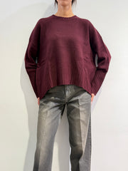 Vicolo - Maglia over girocollo bordeaux