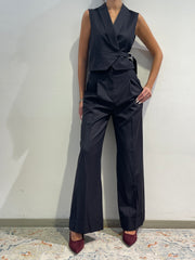 Vicolo - Completo gilet e pantaloni gessato blu