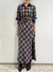 Motel - Abito collo camicia check blu