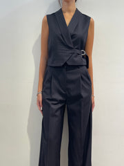 Vicolo - Completo gilet e pantaloni gessato blu