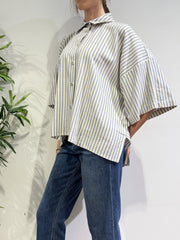 Imperial - Camicia over righe panna e celeste