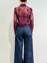 Motel - Blusa in pizzo magenta