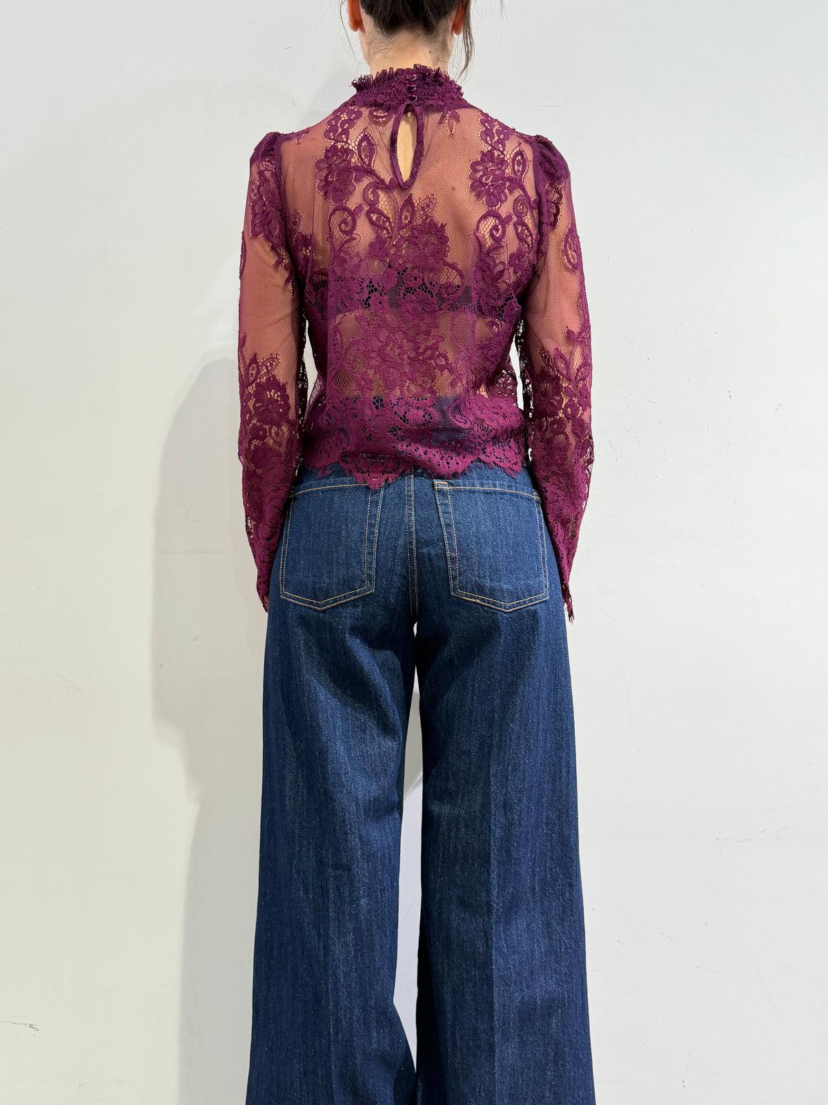 Motel - Blusa in pizzo magenta